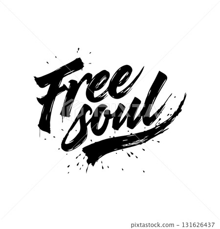 Expressive black and white typography featuring 'Free Soul' with artistic flair 131626437