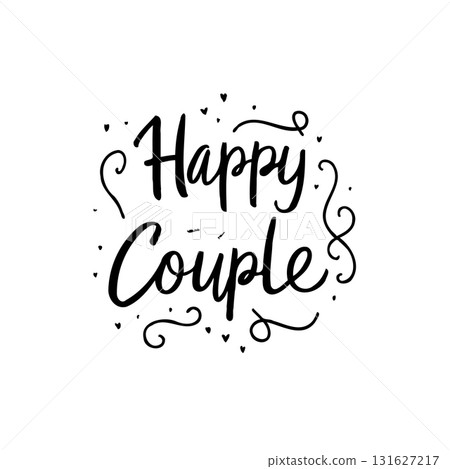 Elegant handwritten happy couple typography design perfect for wedding invitations Elegant handwritten happy couple typography design perfect for wedding invitations 131627217
