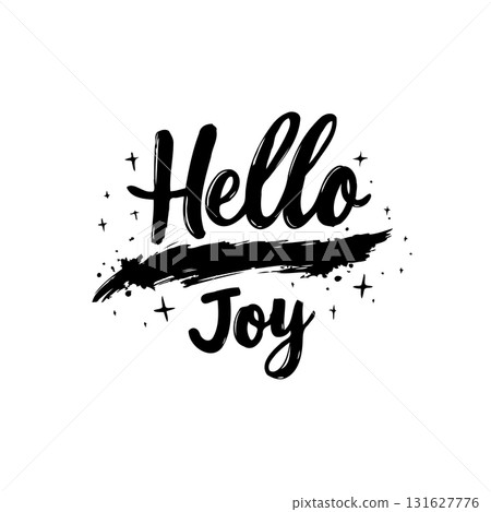 Hello Joy lettering design with brush stroke, greeting for postcard or banner concept 131627776