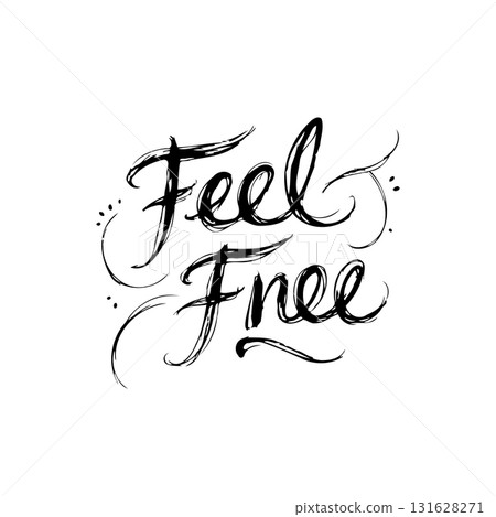 Elegant minimalist lettering design featuring the words 'Feel Free' in a stylish script 131628271