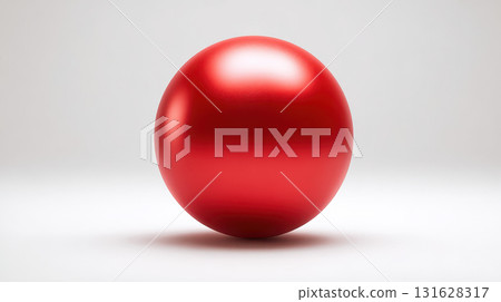 Red sphere, geometric shape, glossy surface, minimal style, balance, harmony, isolated object 131628317