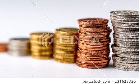 Stack coin money finance saving investment business success concept colorful 131628320