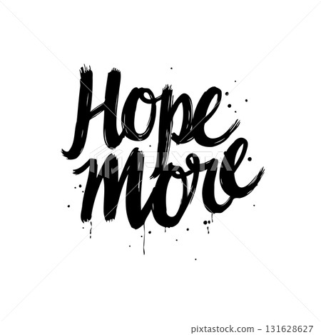 Uplifting 'Hope More' Handwritten Typography with Artistic Splatter Elements Uplifting 'Hope More' Handwritten Typography with Artistic Splatter Elements 131628627