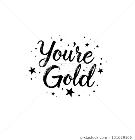 Elegant you're gold text with stars in vector format for inspirational designs 131629166