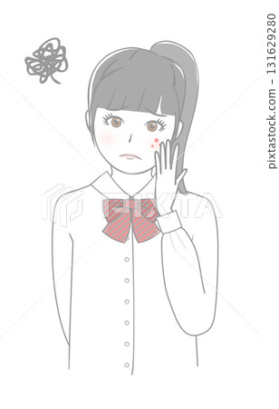 A girl suffering from acne 131629280