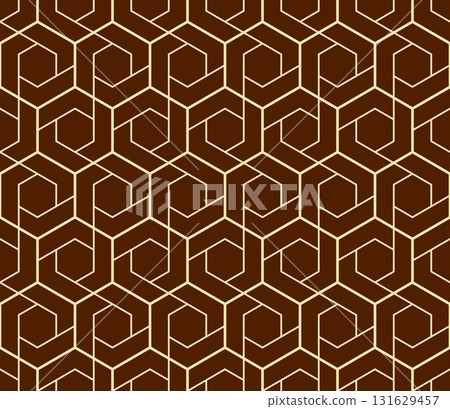 The geometric pattern with lines. Seamless vector background. Golden and brown texture. Graphic modern pattern. Simple lattice graphic design 131629457