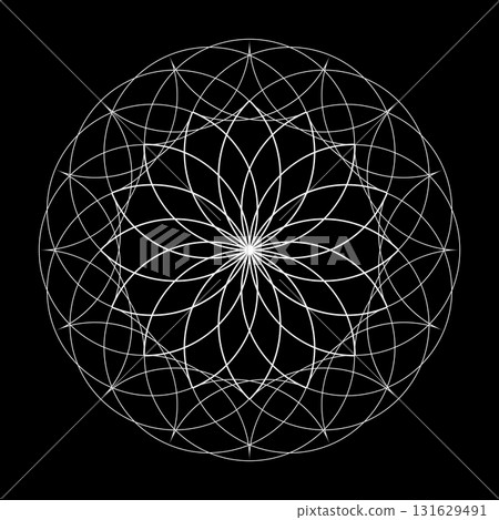 Decorative circle , Elegant vector element for design in Eastern style, place for text. Geometric black and white pattern Decorative circle , Elegant vector element for design in Eastern style, place for text. Geometric black and white pattern 131629491