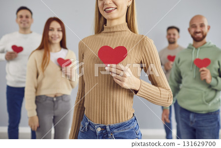 Diverse Group Holding Paper Red Hearts Diverse Group Holding Paper Red Hearts 131629700