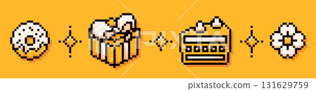8 bit festive icons. 131629759