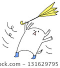 Dog blown by strong wind 131629795