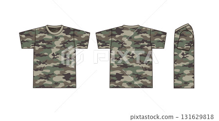 Camouflage, camouflage, military short-sleeved T-shirt illustration 131629818