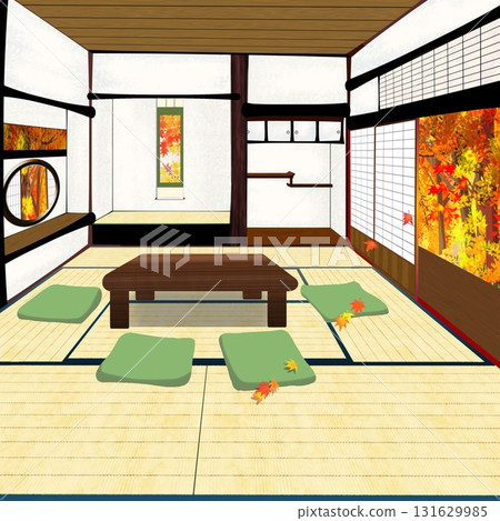 Autumn Japanese-style room 131629985