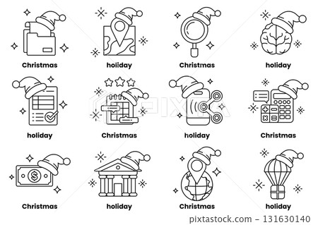 A set of Christmas and holiday themed icons 131630140