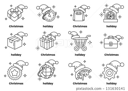 A set of Christmas and holiday themed icons 131630141