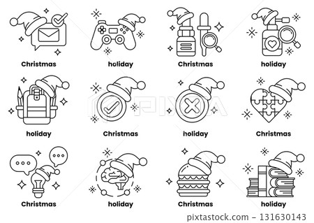 A set of Christmas and holiday themed icons 131630143