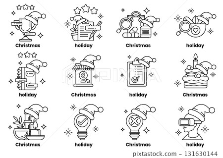 A set of Christmas and holiday themed icons A set of Christmas and holiday themed icons 131630144