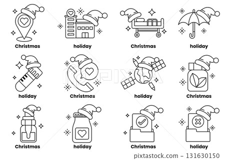 A set of Christmas and holiday icons 131630150