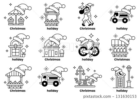 A set of 12 Christmas and holiday themed images A set of 12 Christmas and holiday themed images 131630153