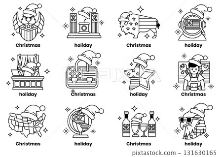 A set of 12 Christmas themed icons 131630165