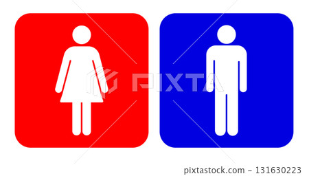 Male and female pictograms, color, with background, toilet vector illustration 131630223