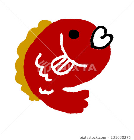 日式紅鯛魚插圖 | 可用作新年賀卡和慶祝設計的材料，可用作吉祥物品 131630275