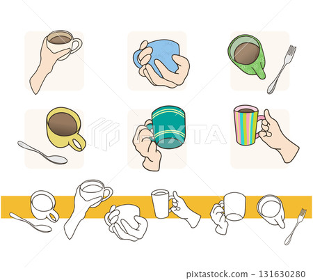 咖啡杯和拿著杯子的手 131630280