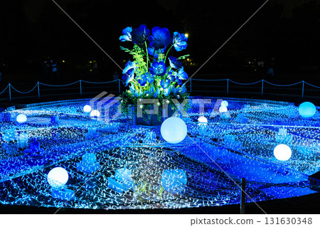 Lighting up the Fountain Square at Toneri Park in Adachi Ward, Tokyo (Flower and Light Movement) 131630348