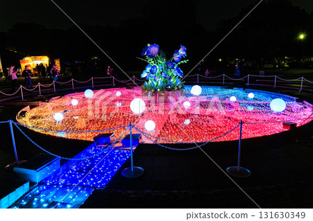 Lighting up the Fountain Square at Toneri Park in Adachi Ward, Tokyo (Flower and Light Movement) 131630349