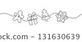 cute christmas ornament one line drawing continuous seamless 131630639