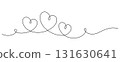 three heart shape one line drawing continuous decorative 131630641