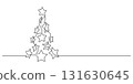 christmas tree stars decorative one line drawing 131630645