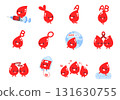 cute blood drop cartoon illustration vector set 131630755