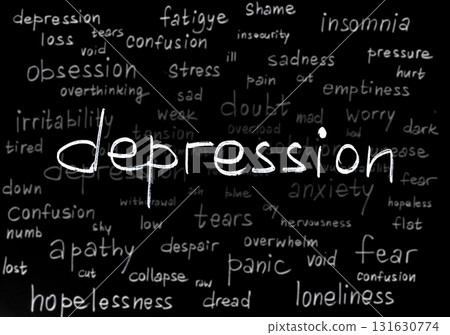 Depression and Burnout Words Collage. Mental Health Awareness Concept Depression and Burnout Words Collage. Mental Health Awareness Concept 131630774