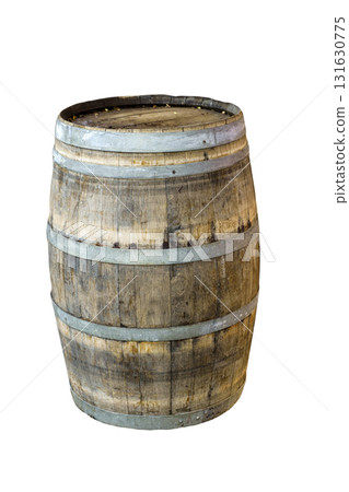 Wooden Wine Barrel Isolated background  131630775