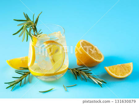 Summer cool transparent refreshing drink with ice. 131630879