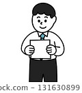 Illustration of a man in a business suit holding documents 131630899