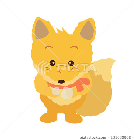 一幅插圖描繪了一隻毛絨狐狸在寒冷的冬天用呼吸來暖手 131630908