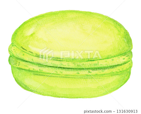 手繪水彩插圖可愛的黃綠色馬卡龍 手繪水彩插圖可愛的黃綠色馬卡龍 131630913