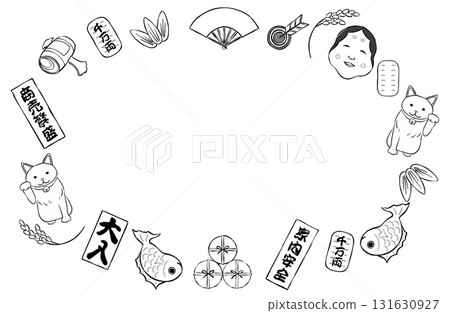 Auspicious line drawing frame 131630927