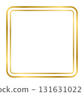Gold shiny glowing vintage square frame with shadows isolated on white background. Gold realistic square border. Vector illustration 131631022