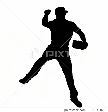 內野手跳躍投擲的單色向量圖像 131631023