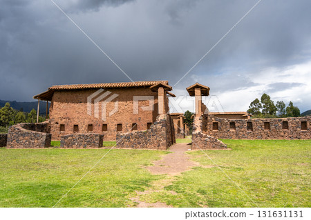 Ancient Ruins of Raqchi in the Peruvian Highlands Under Clouds 131631131