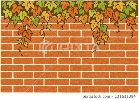 背景材料：印刷風格的秋葉和磚牆 131631394