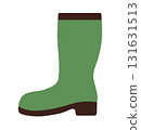 Green rubber boot. Vector illustration. 131631513
