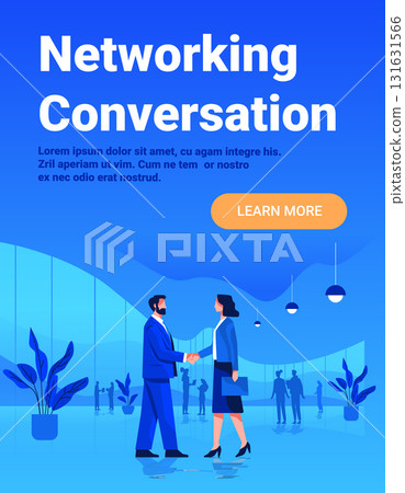 Networking conversation business professionals handshake corporate meeting office interior people collaboration plants blue modern background Networking conversation business professionals handshake corporate meeting office interior people collaboration plants blue modern background 131631566