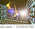 3DCG image of the future of construction, civil engineering, architecture, cutting-edge heavy machinery, ICT, and technology expressed through sunlight. 3DCG image of the future of construction, civil engineering, architecture, cutting-edge heavy machinery, ICT, and technology expressed through sunlight. 131631702