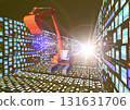 3DCG image of the future of construction, civil engineering, architecture, cutting-edge heavy machinery, ICT, and technology expressed through sunlight. 3DCG image of the future of construction, civil engineering, architecture, cutting-edge heavy machinery, ICT, and technology expressed through sunlight. 131631706