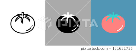 Tomato color and monochrome icon set Tomato color and monochrome icon set 131631735