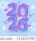 2026 New Year square poster set with 3d holographic numbers stars and fireworks 131631785