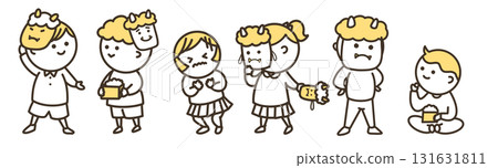 Children lining up to enjoy Setsubun (Color) 131631811